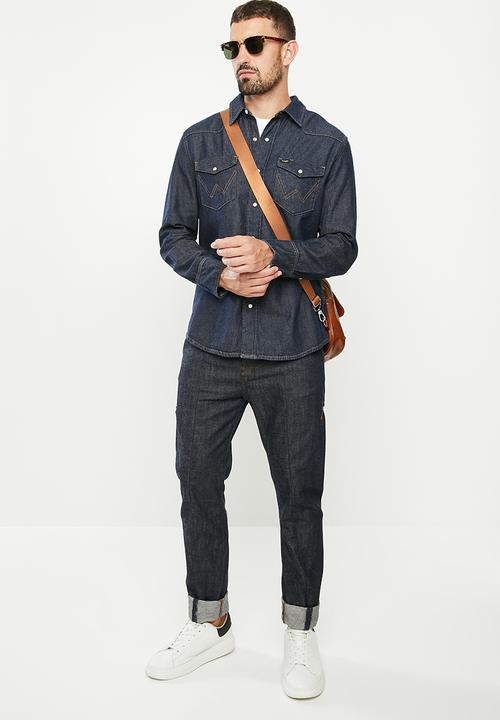 Wrangler - Denim regular fit  shirt - dark wash
