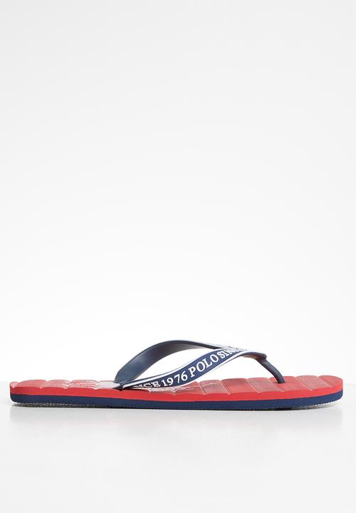 POLO - Owen striped pony flip flop - burgundy