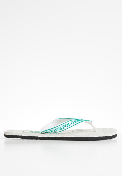 POLO - Owen striped pony flip flop - white