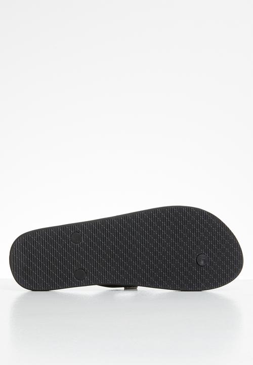 POLO - Mens lucas tonal monogram flip flop - black
