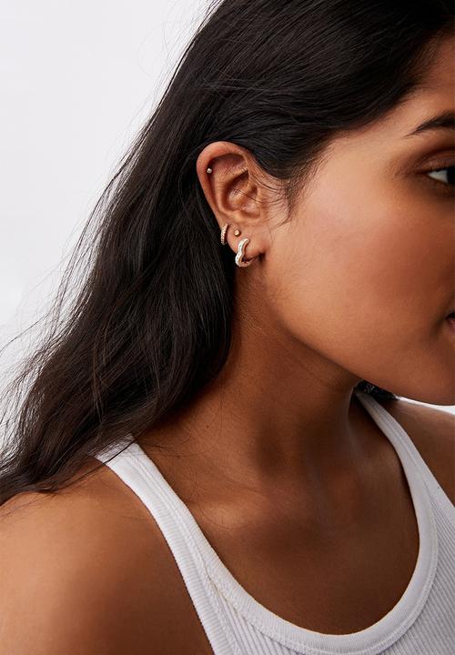 Rubi - Ear party huggie hoops - silver