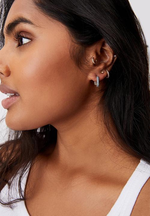 Rubi - Ear party luxe huggie hoops - blue & gold 