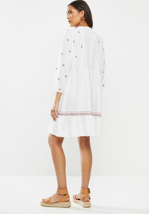 Vero Moda - Santorini boho 7/8 tunic - white