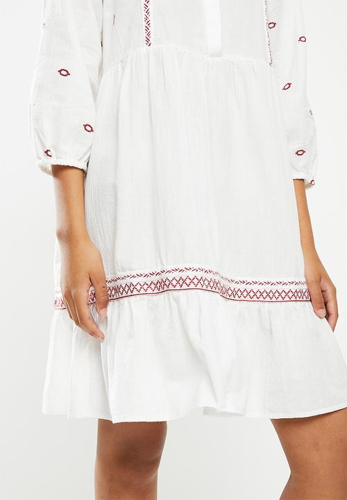 Vero Moda - Santorini boho 7/8 tunic - white