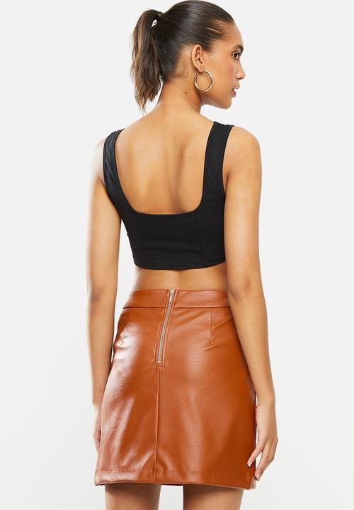 Blake - Knit corset look crop top - black