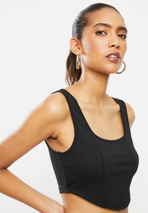 Blake - Knit corset look crop top - black