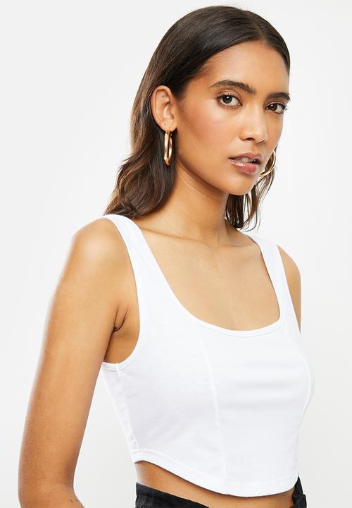 Blake - Knit corset look crop top-white