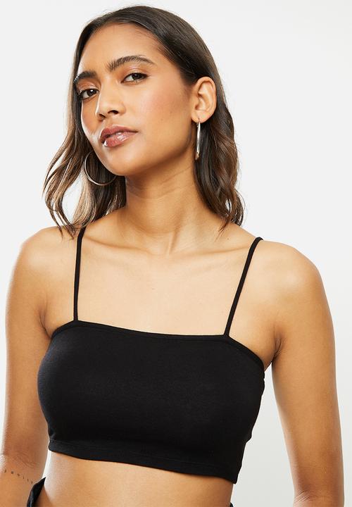 Blake - Spaghetti strap cami crop top - black