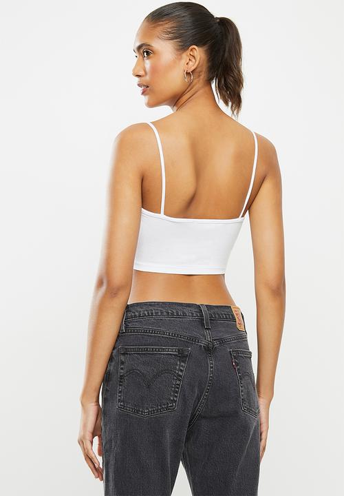 Blake - Spaghetti strap cami crop top-white