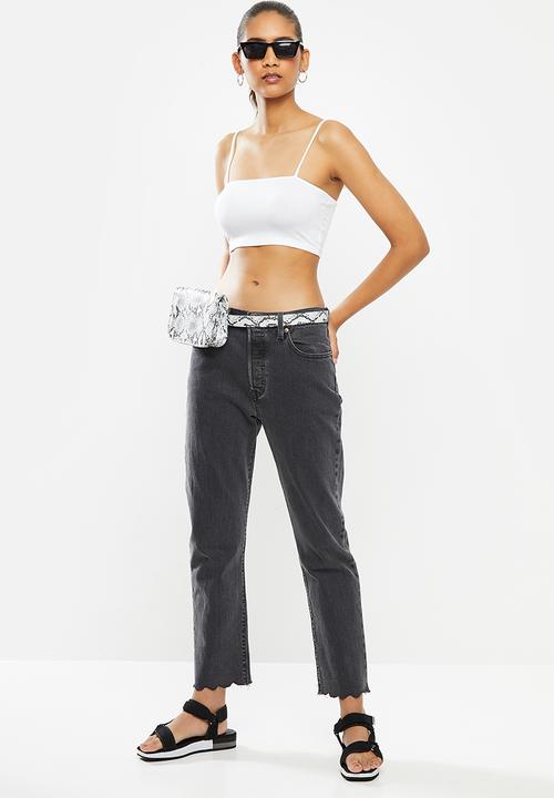 Blake - Spaghetti strap cami crop top-white