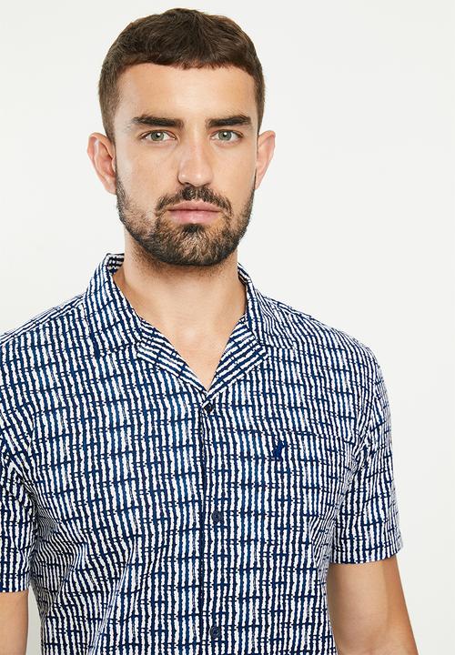 POLO - Pjc zion stripe short sleeve shirt - navy