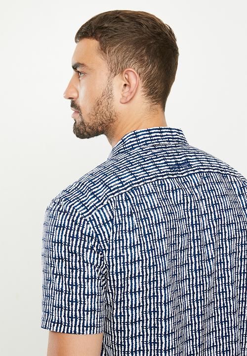 POLO - Pjc zion stripe short sleeve shirt - navy