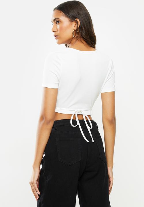 Blake - Wrap-tie crop top - ivory