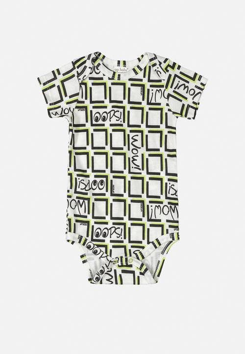 UP Baby - Boys bodysuit, pants & bib set - black & white