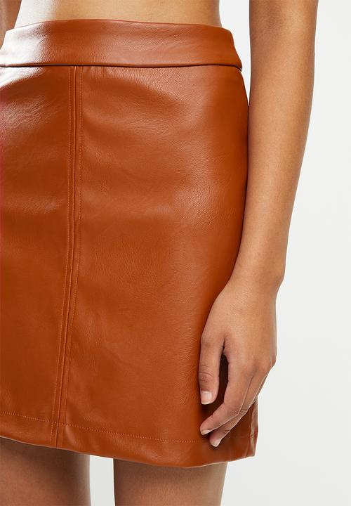 Blake - Pu a-line mini skirt - rust