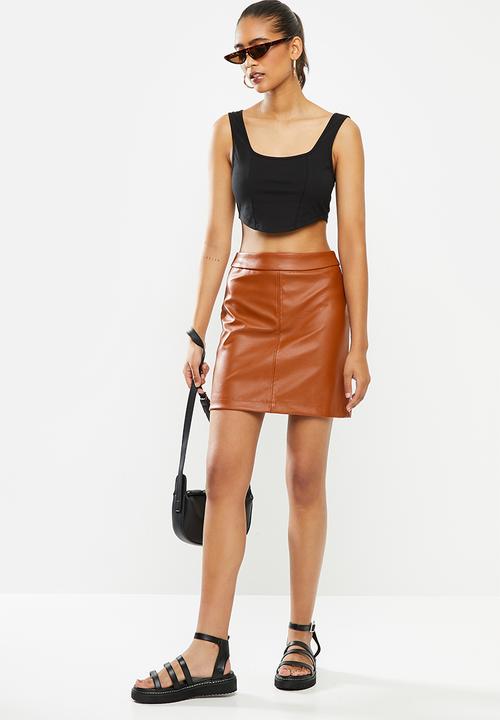 Blake - Pu a-line mini skirt - rust