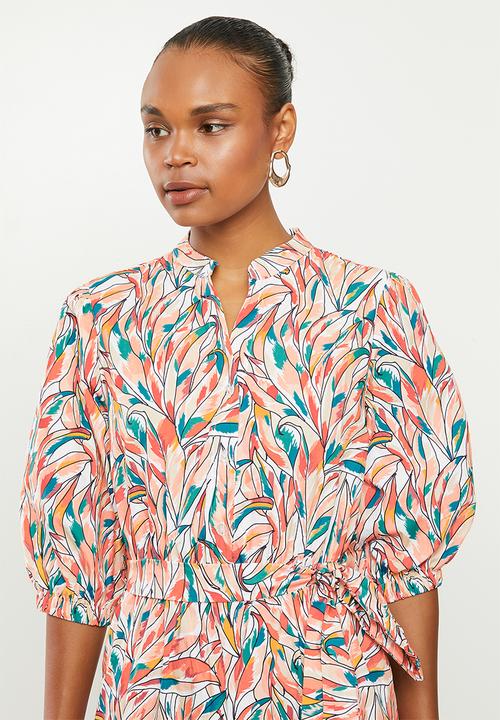 edit - Cotton tiered shirt dress - multi 