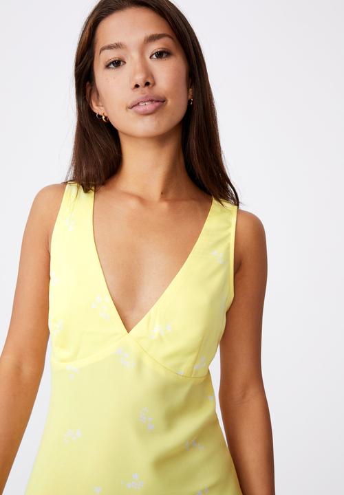 Factorie - Deep v mini dress - yellow 