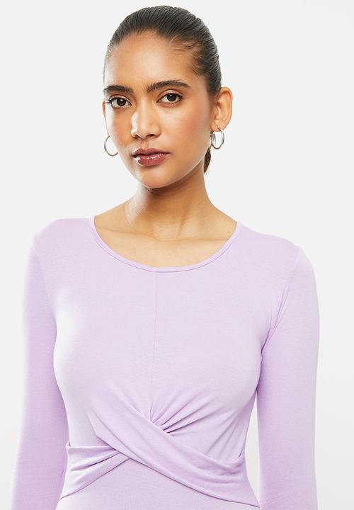 Blake - Wrap bodice mini dress- lavender fog