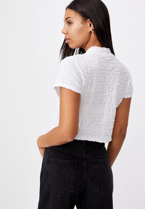 Cotton On - River mock neck short sleeve top - white