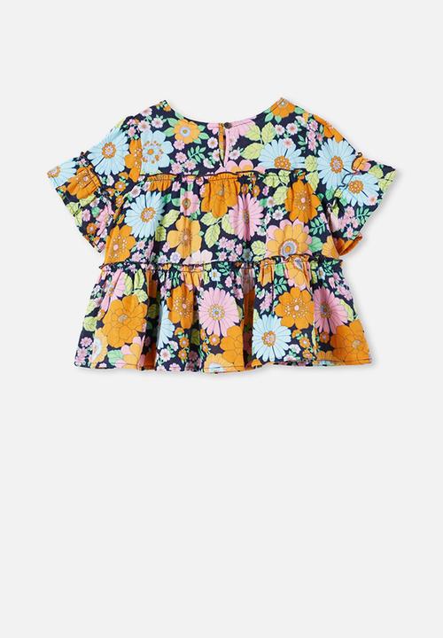 Cotton On - Frede short sleeve frill top - retro floral