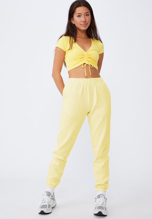 Factorie - Short sleeve pull front v neck top - limelight