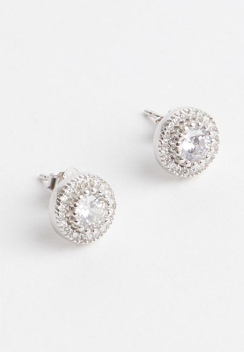 Superbalist - Cubic zirconia earrings and necklace set - silver