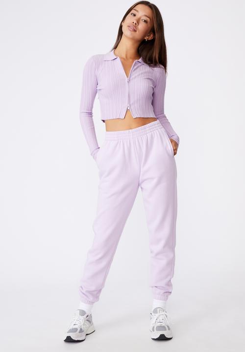 Factorie - Long sleeve collared crop cardi - lilac