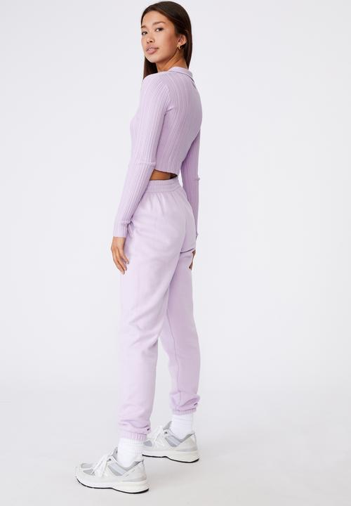 Factorie - Long sleeve collared crop cardi - lilac