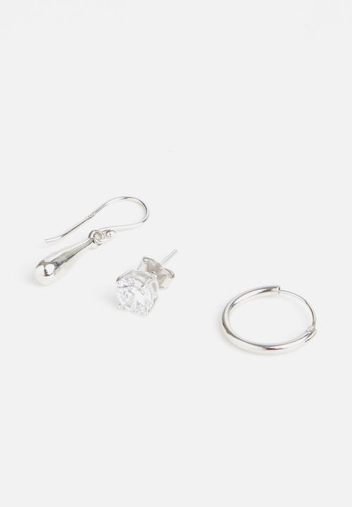 Superbalist - 3 Pack sterling silver earrings set - silver