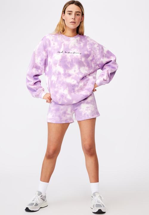 Factorie - Oversized graphic crew - lilac & white 