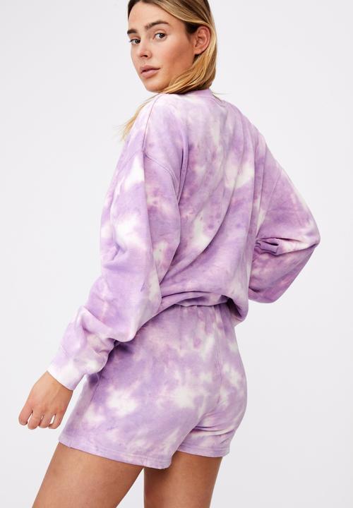Factorie - Oversized graphic crew - lilac & white 