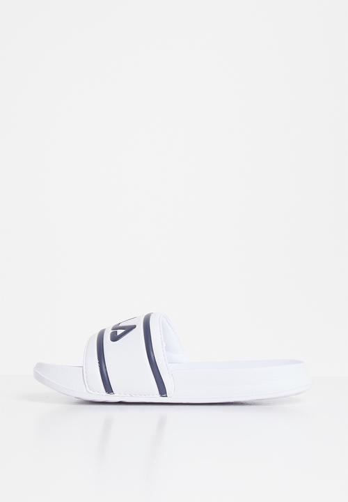 FILA - Deckle stripe slides - white & navy