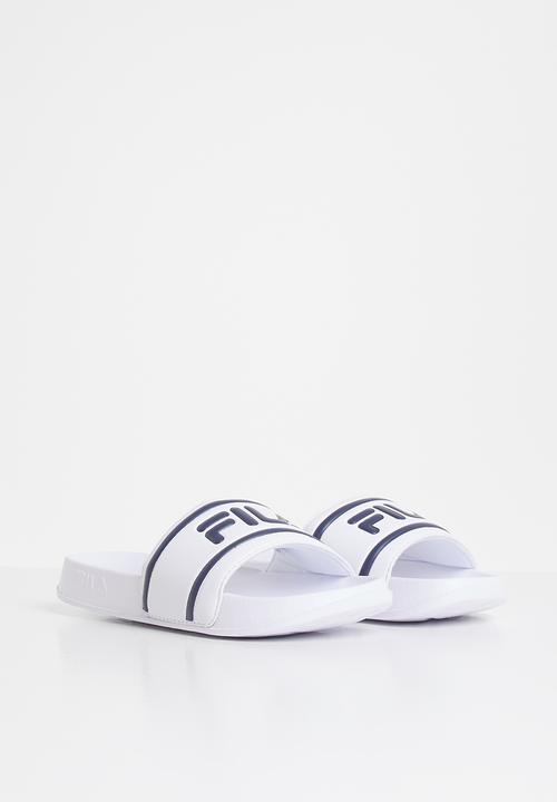 FILA - Deckle stripe slides - white & navy