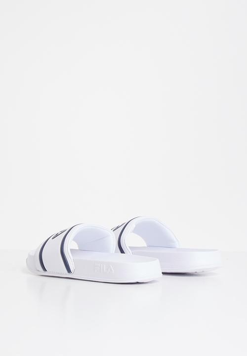 FILA - Deckle stripe slides - white & navy