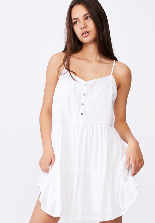 Factorie - Button tiered dress - white