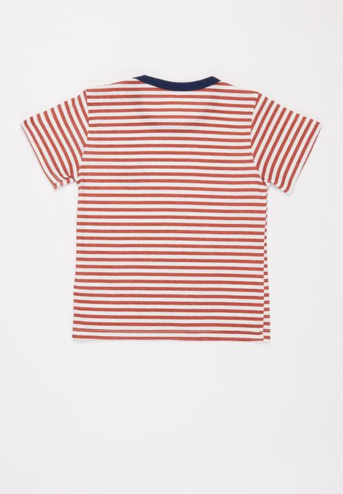 Pop Candy - Boys stripe tee - rust & white