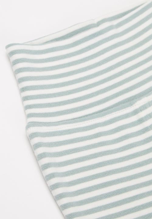 Pop Candy - Baby boys stripe footed  pants - grey & white