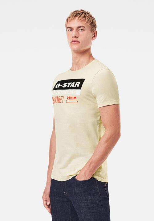 G-STAR - Originals label logo slim r short sleeve tee - whitebait