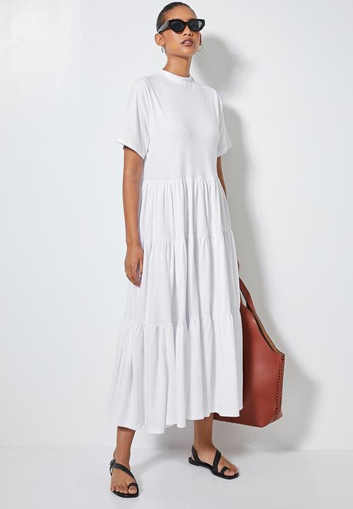 Superbalist - Tiered knit midi - white
