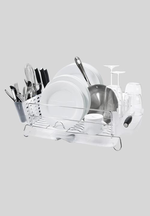 OXO - Gg ss folding dish rack - white & grey