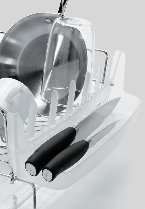 OXO - Gg ss folding dish rack - white & grey