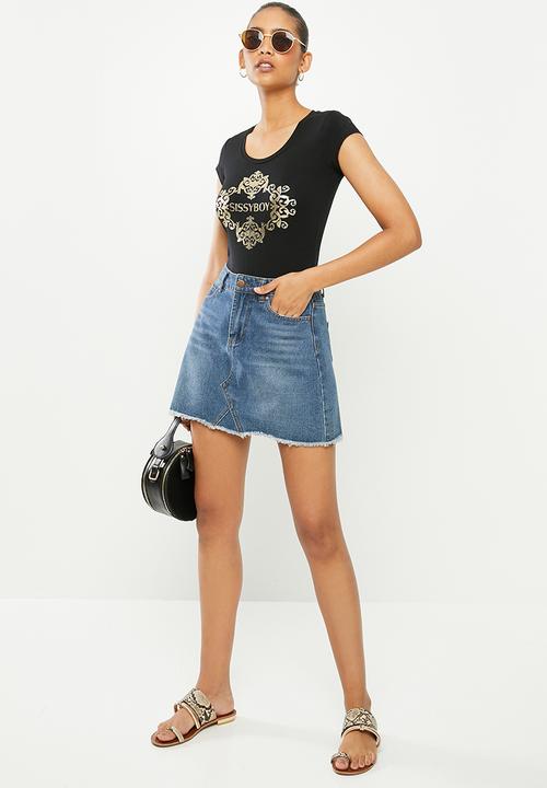 SISSY BOY - Paray: one up tee with mixed logo - black
