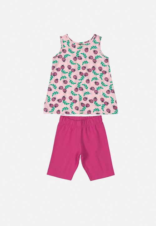 Bee Loop - Printed tee & shorts set - pink