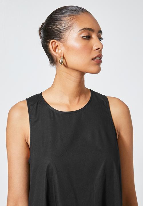 Superbalist - Cotton trapeze midi - black