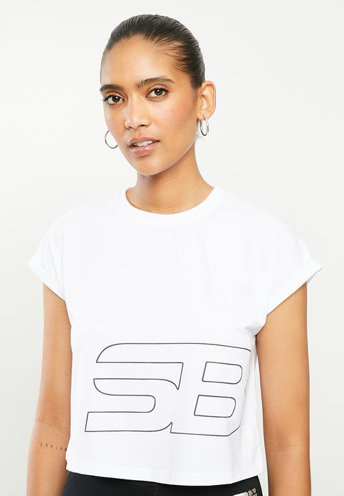 SISSY BOY - Crop logo tee - off white