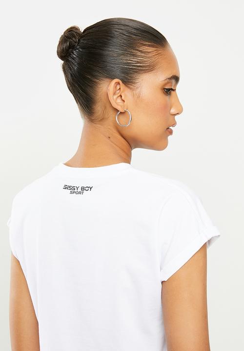 SISSY BOY - Crop logo tee - off white
