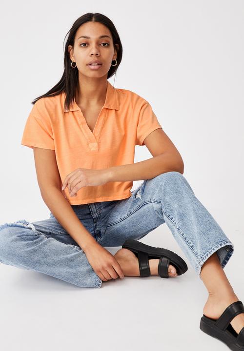 Cotton On - Ryan short sleeve polo - washed melon