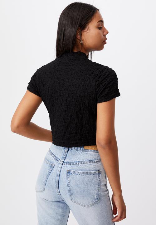 Cotton On - River mock neck short sleeve top - black