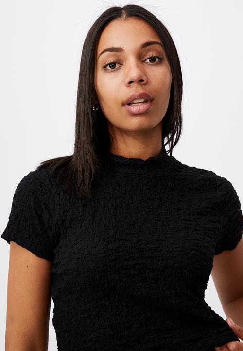 Cotton On - River mock neck short sleeve top - black